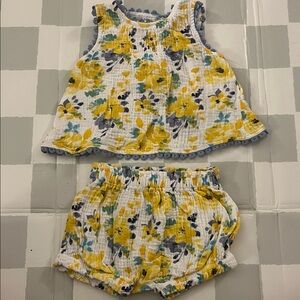 Mud Pie Yellow and Blue Floral Diaper Cover Set